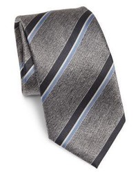 Cravatta di seta a righe orizzontali grigia