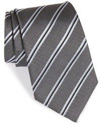 Cravatta di seta a righe orizzontali grigio scuro