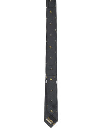 Cravatta di seta a righe orizzontali grigio scuro di Thom Browne