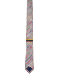Cravatta di seta a righe orizzontali marrone chiaro di Paul Smith