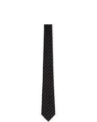 Cravatta di seta a righe orizzontali nera e bianca