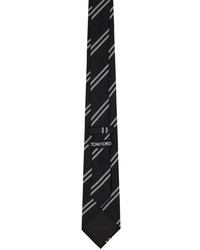 Cravatta di seta a righe orizzontali nera e bianca di Tom Ford