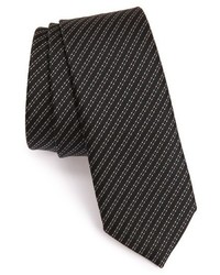 Cravatta di seta a righe orizzontali nera