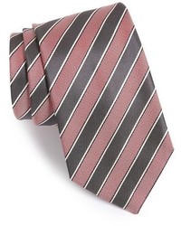 Cravatta di seta a righe orizzontali rosa