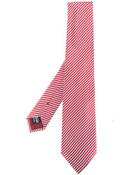 Cravatta di seta a righe orizzontali rossa di Giorgio Armani