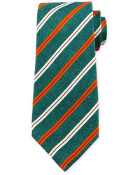 Cravatta di seta a righe orizzontali verde