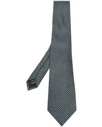 Cravatta di seta a righe orizzontali verde scuro