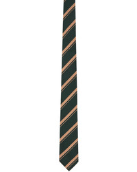 Cravatta di seta a righe orizzontali verde scuro di Dries Van Noten