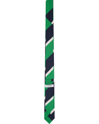 Cravatta di seta a righe orizzontali verde di Thom Browne