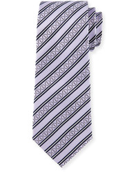 Cravatta di seta a righe orizzontali viola chiaro