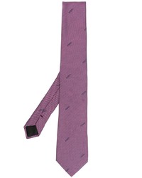 Cravatta di seta a righe orizzontali viola melanzana di Moschino