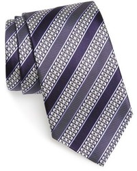 Cravatta di seta a righe orizzontali viola