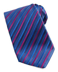 Cravatta di seta a righe verticali blu