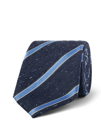 Cravatta di seta a righe verticali blu scuro