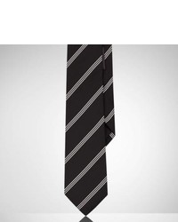 Cravatta di seta a righe verticali nera e bianca