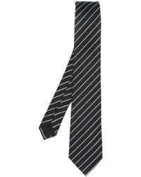 Cravatta di seta a righe verticali nera di Armani Collezioni