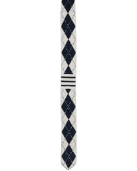Cravatta di seta a rombi blu scuro e bianca