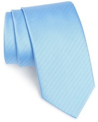 Cravatta di seta a spina di pesce azzurra