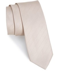 Cravatta di seta a spina di pesce beige