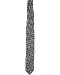 Cravatta di seta a spina di pesce nera e bianca di Tom Ford