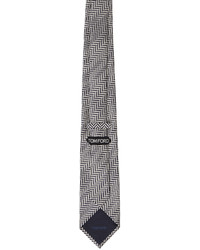 Cravatta di seta a spina di pesce nera di Tom Ford