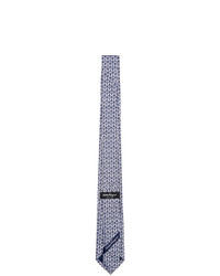 Cravatta di seta blu scuro e bianca di Salvatore Ferragamo