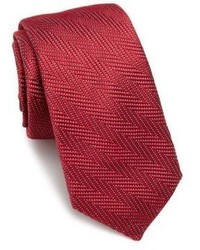Cravatta di seta con motivo a zigzag rossa