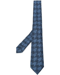 Cravatta di seta con motivo pied de poule blu di Etro