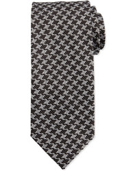 Cravatta di seta con motivo pied de poule nera