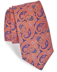 Cravatta di seta con stampa cachemire arancione