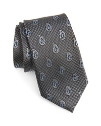 Cravatta di seta con stampa cachemire argento