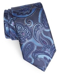 Cravatta di seta con stampa cachemire blu