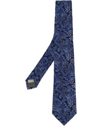Cravatta di seta con stampa cachemire blu scuro di Canali
