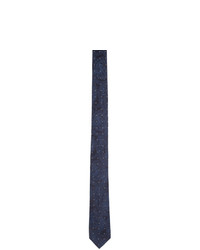 Cravatta di seta con stampa cachemire blu scuro di Etro