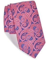 Cravatta di seta con stampa cachemire fucsia