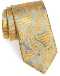 Cravatta di seta con stampa cachemire gialla