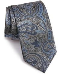 Cravatta di seta con stampa cachemire grigia