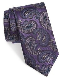 Cravatta di seta con stampa cachemire melanzana scuro