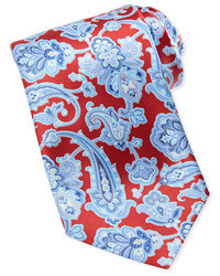 Cravatta di seta con stampa cachemire rossa
