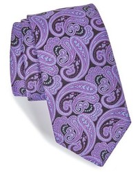 Cravatta di seta con stampa cachemire viola chiaro