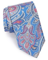 Cravatta di seta geometrica azzurra