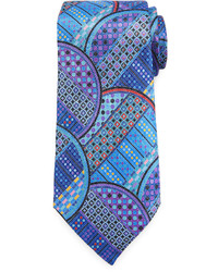 Cravatta di seta geometrica blu
