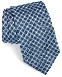 Cravatta di seta geometrica blu scuro