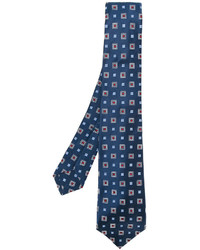 Cravatta di seta geometrica blu scuro di Kiton