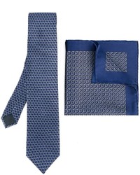 Cravatta di seta geometrica blu di Lanvin