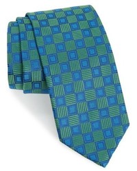 Cravatta di seta geometrica foglia di tè