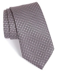 Cravatta di seta geometrica grigio scuro