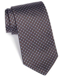 Cravatta di seta geometrica marrone