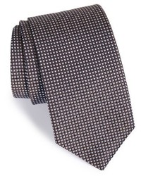 Cravatta di seta geometrica marrone scuro