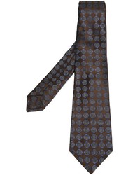 Cravatta di seta geometrica marrone scuro di Kiton